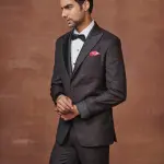 Radiant Opulence: The Wine Metallic Gabardine Tuxedo - Luxurious Style in Sizes S to XL | Jaipurio